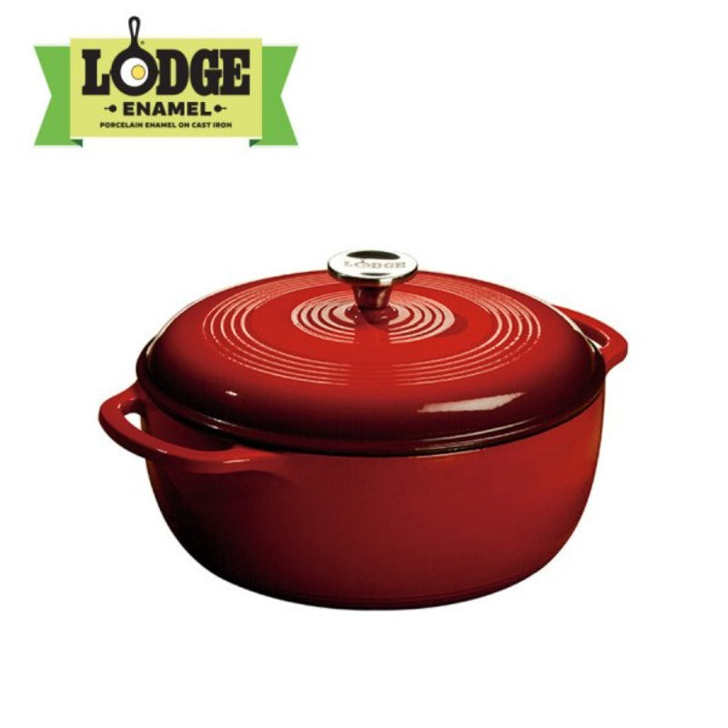 Lodge 6 Quart Enameled Cast Iron Dutch Oven Red