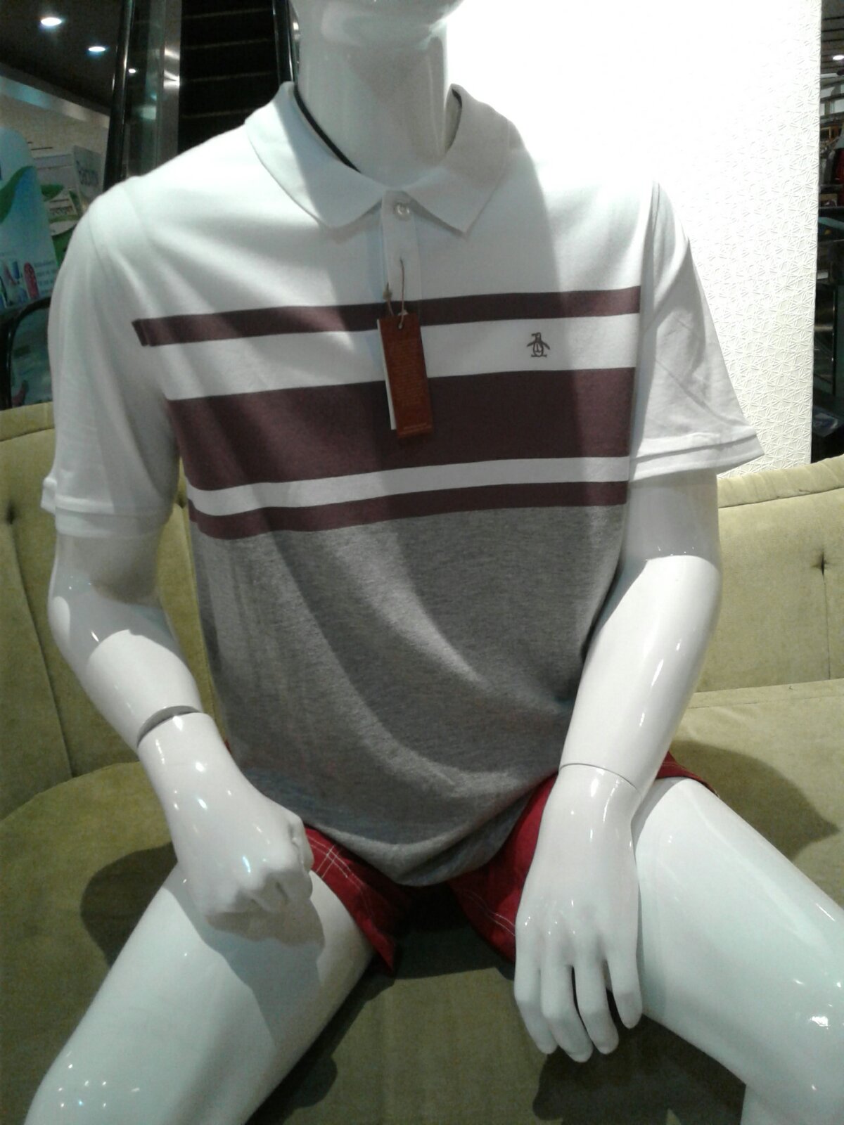 Original Penguin Men's Striped Twill Polo