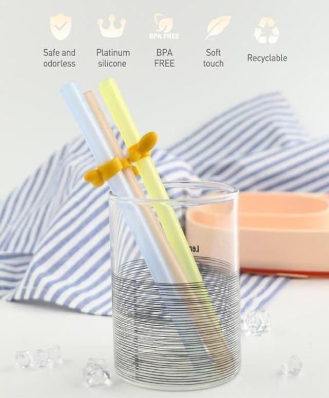 Owl Baby Reusable Silicone Straw for Babies, Toddlers, and Kids with Safety Stopper