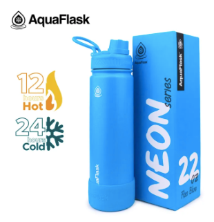 AQUAFLASK 22oz Neon Series Wide Mouth with Vacuum Insulated Stainless Steel Water Flask