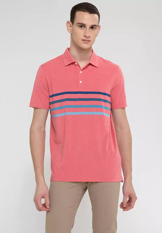 Jack Nicklaus Ombre Chest Stripe Polo - Coral Stroll