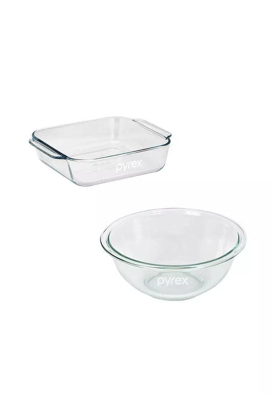 Pyrex Value Pack 2.4L Mixing Bowl And 17cm Square Dish