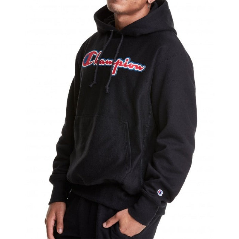 Champion reverse weave chain stitch on sale script logo gray mens hoodie