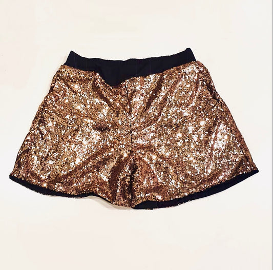 Canvas Natasha Sequin Shorts in Red and Gold Ombre