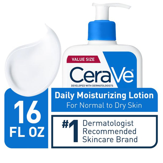 CeraVe Daily Moisturizing Lotion for Dry Skin | Body Lotion & Facial Moisturizer with Hyaluronic Acid and Ceramides | Fragrance Free | 12 Ounce