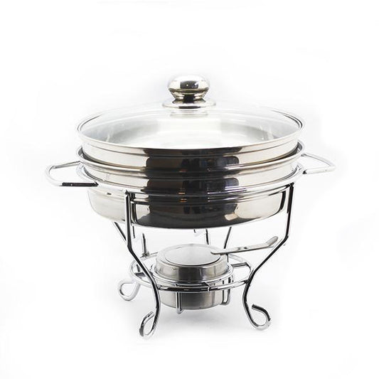 Gourdo's Stainless Steel Double Bowl Chafing Dish 27cm/4L
