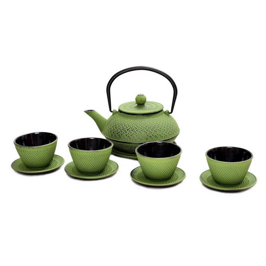 Cast Iron Teapot Set (Green)