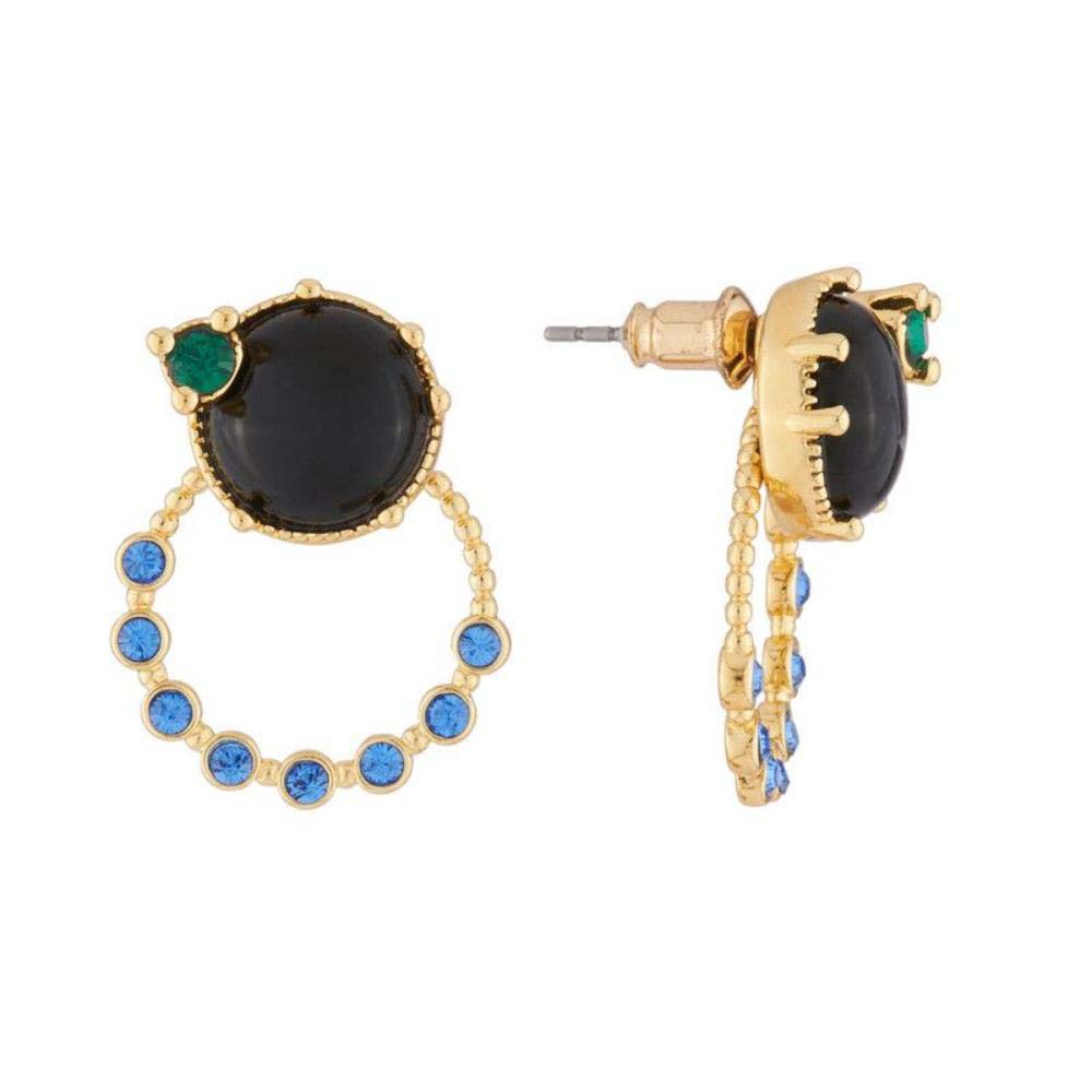 Les Néréides Paris Black Onyx stone with removable ring stud earrings