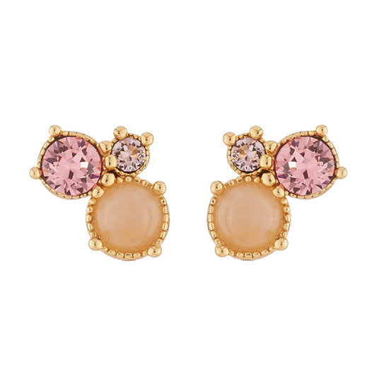 Les Néréides Paris 3 Pink stones stud earrings