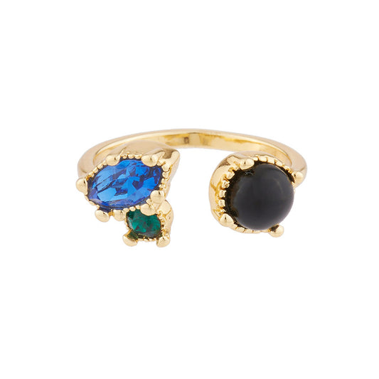 Les Néréides Paris Onyx and Blue stone adjustable ring
