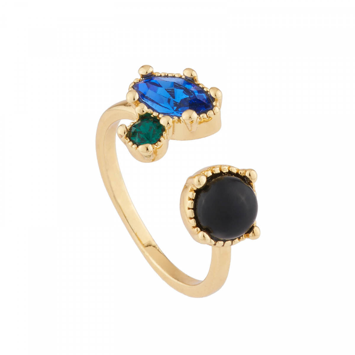 Les Néréides Paris Onyx and Blue stone adjustable ring