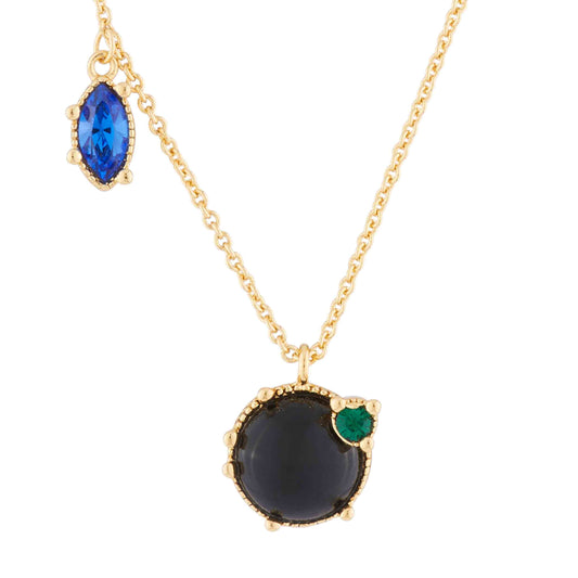 Les Néréides Paris Onyx and Blue stone necklace