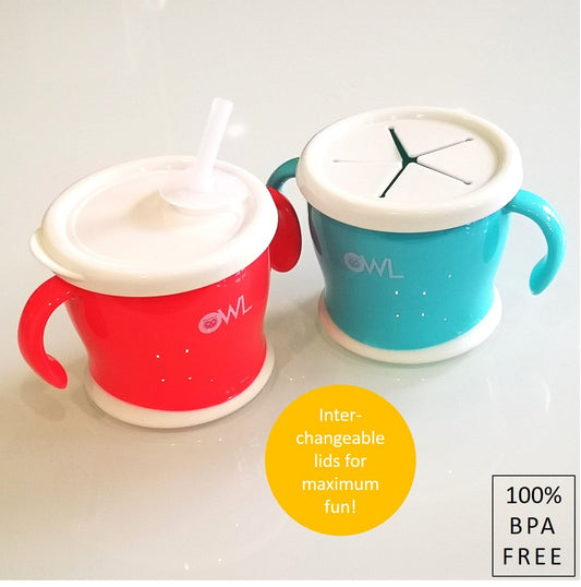 Owl Baby Mix n' Match Multifunctional Snack + Straw Drinking Cup