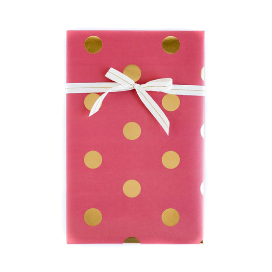 My Mind's Eye Gift Wrap (red with gold dots)