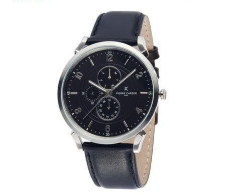 Pierre Cardin Men's Analog Black Leather Strap Watch