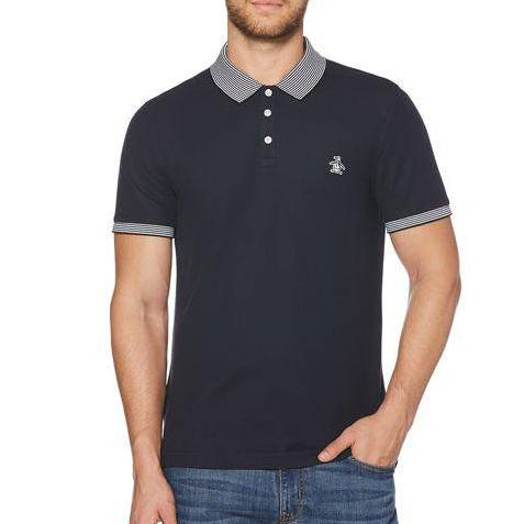 Original Penguin Men's Stars & Stripes Knit Polo | Dark Sapphire/Bright White