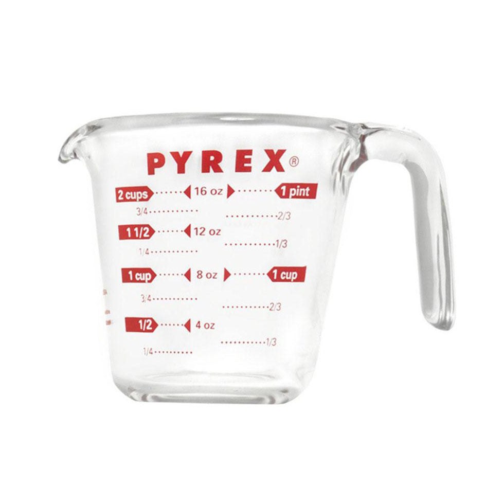 Vintage Pyrex Measuring Cup, 2 Cup, 500 Ml, D Handle, Metric Measurements,  Standard Measure, Pyrex Glass Measuring Cup 