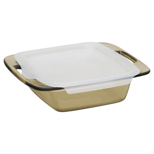 Pyrex® Easy Grab 8" Amber Glass Square Baking Dish with Lid