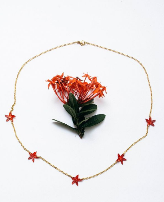 Lily Cinque Santan Necklace in Red