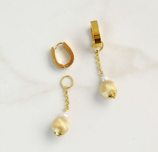 Lily Boule Charms in Gold with Baby Hoops
