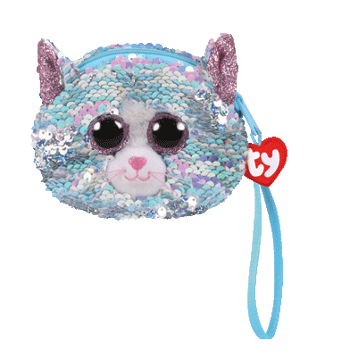 Ty Beanie Babies - Whimsy Reversible Sequin Cat Wristlet