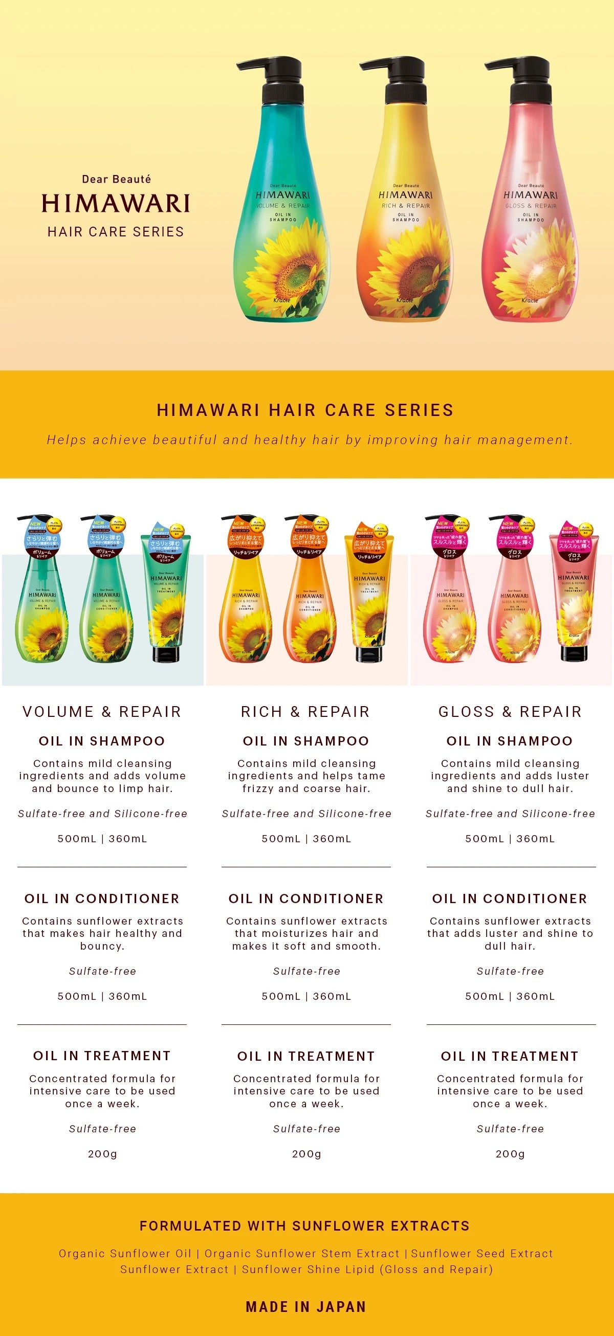 HIMAWARI DEAR BEAUTE GLOSS AND REPAIR OIL IN CONDITIONER