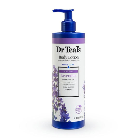 Dr Teal's Body Lotion, 24 Hour Moisture + Soothing with Lavender Essential Oil, 18 fl oz.