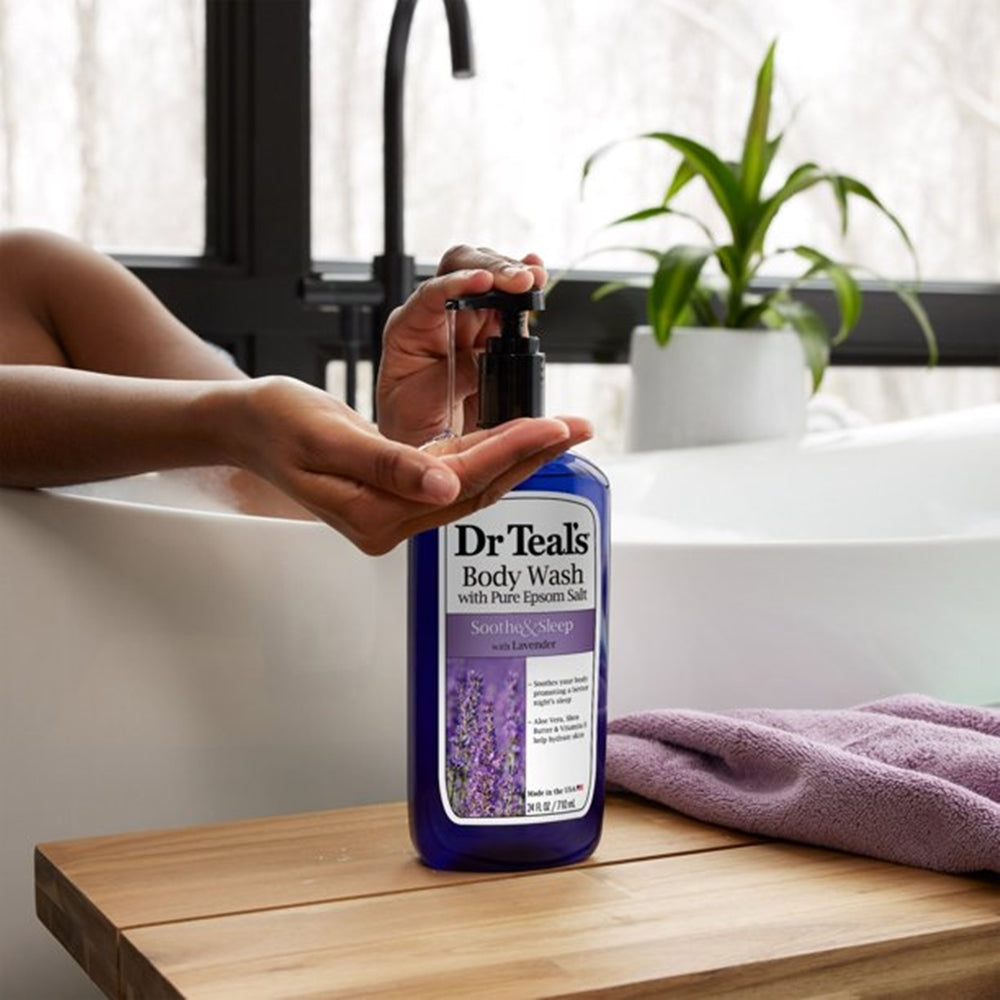 Dr Teal's Body Wash with Pure Epsom Salt, Soothe & Sleep With Lavender, 24 fl oz.