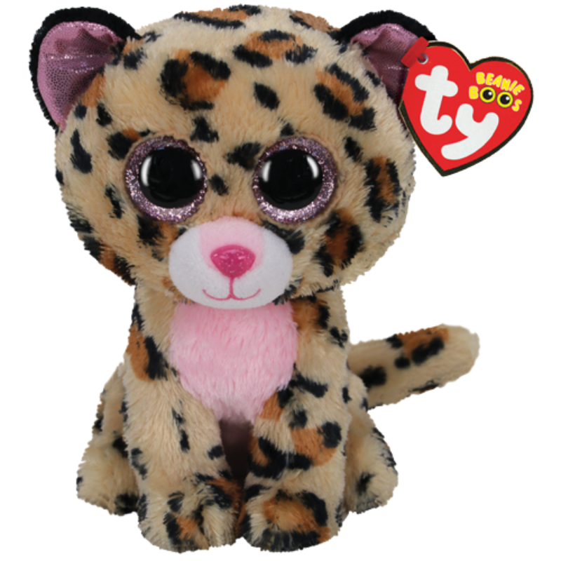 Ty Beanie Boos - Livvie Brown and Pink Leopard