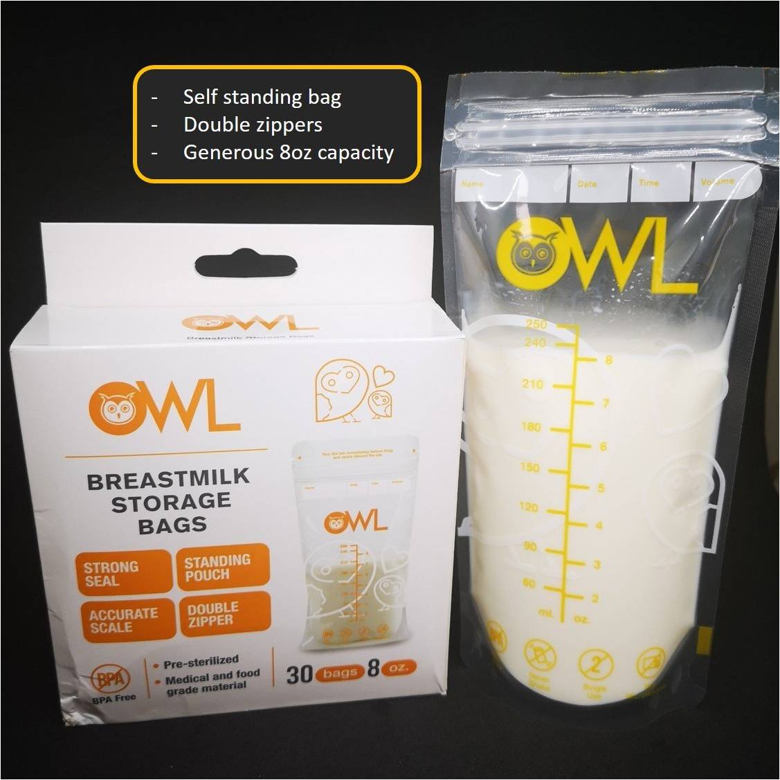 Owl Baby Breastmilk Storage Bags (Box of 30s)