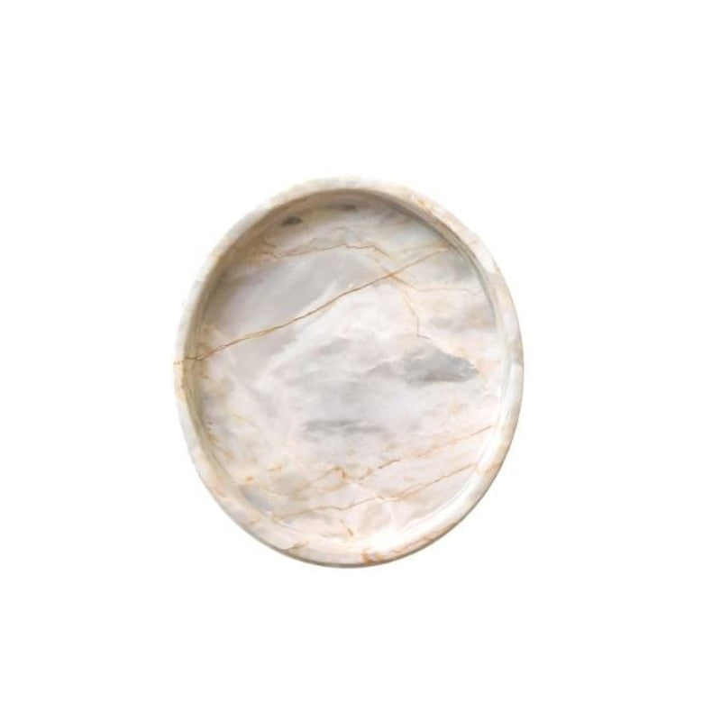 Marmol Stonework Marble Tray 10"D Circular