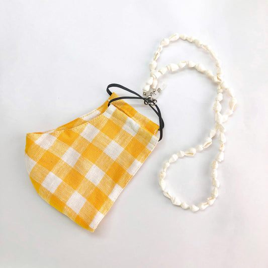 Delilah Conch with Linen Gingham and shell chain holder