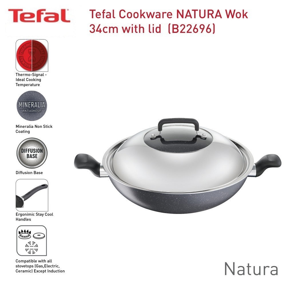 TEFAL NATURA Wok 34 cm with lid